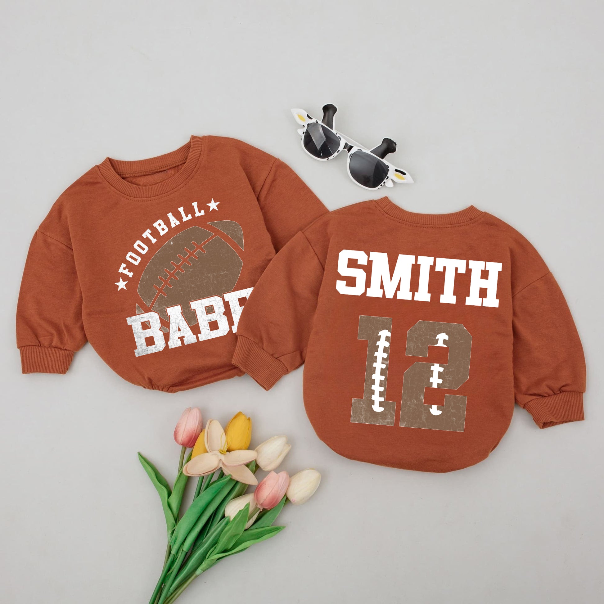 Baby Romper Long Sleeve Customize Football Babe Personalized Custom Babysuit - Gift For Baby - LuthCreative