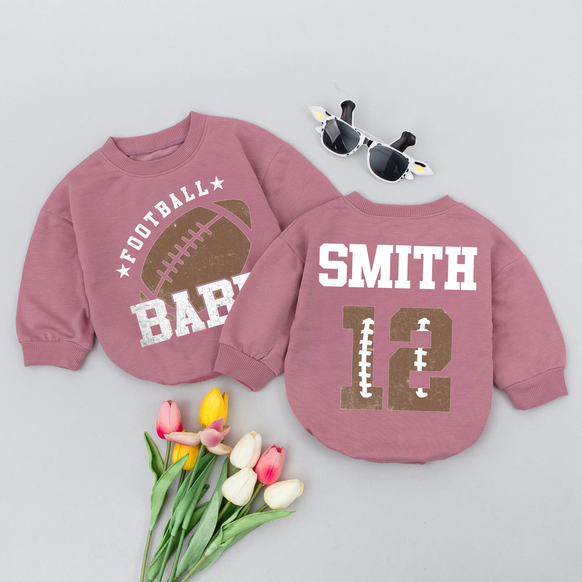 Baby Romper Long Sleeve Customize Football Babe Personalized Custom Babysuit - Gift For Baby - LuthCreative