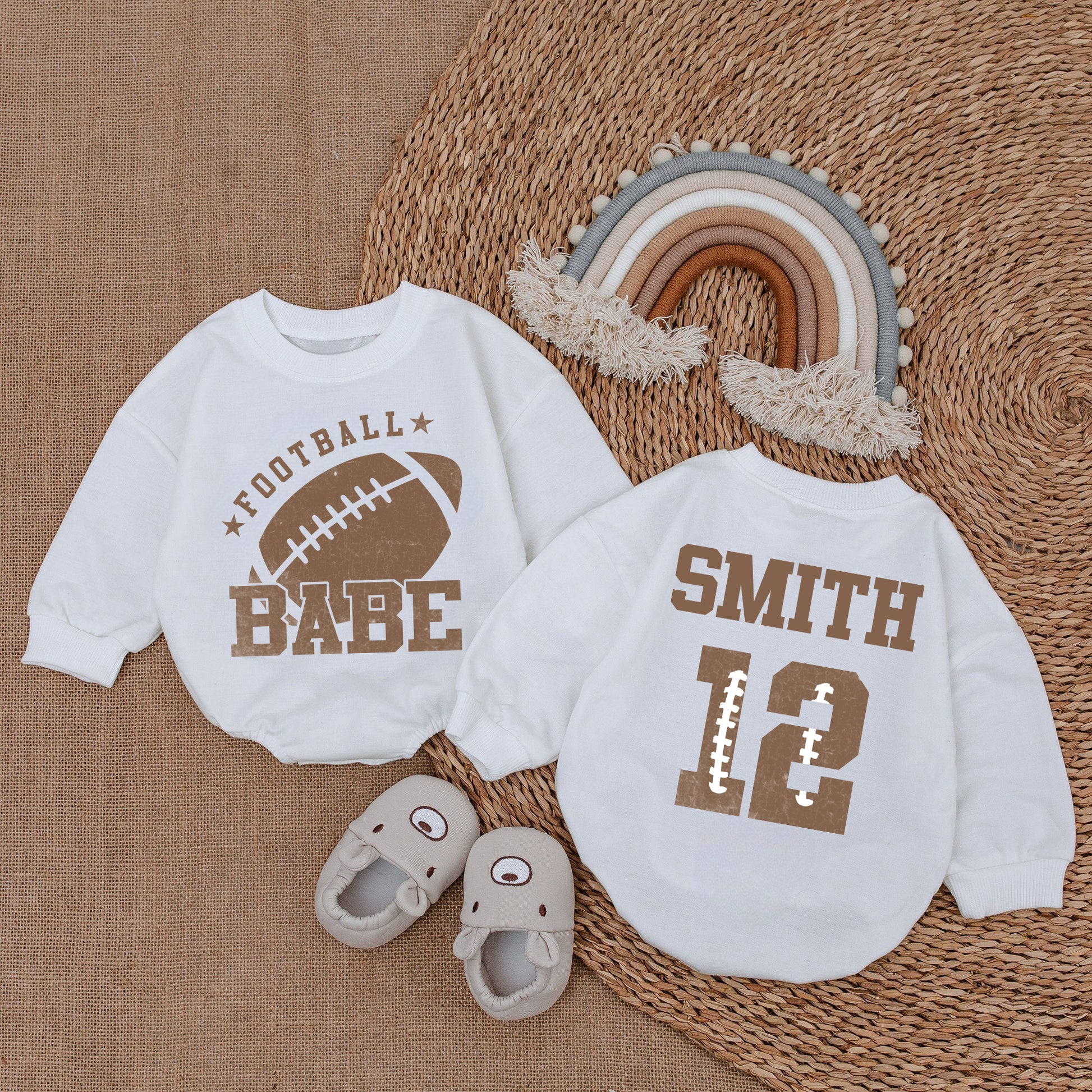 Baby Romper Long Sleeve Customize Football Babe Personalized Custom Babysuit - Gift For Baby - LuthCreative