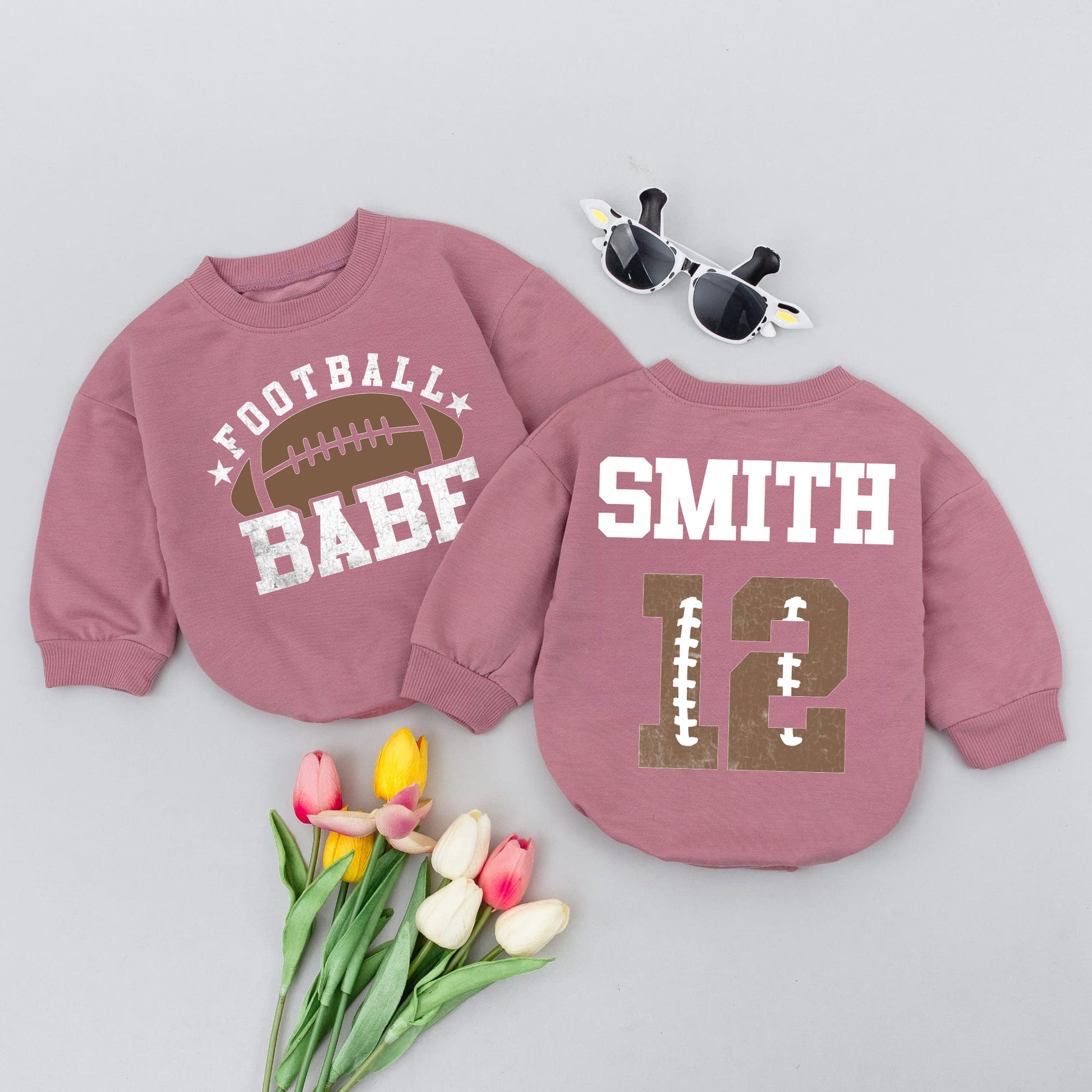 Baby Romper Long Sleeve Customize Football Babe Personalized Custom Babysuit - Gift For Baby - LuthCreative