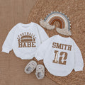 Baby Romper Long Sleeve Customize Football Babe Personalized Custom Babysuit - Gift For Baby - LuthCreative