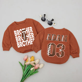 Baby Romper Long Sleeve Customize Brother Personalized Custom Babysuit - Gift For Baby