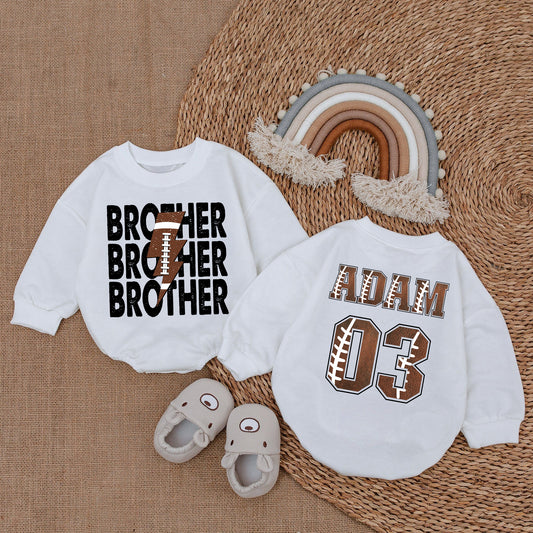 Baby Romper Long Sleeve Customize Brother Personalized Custom Babysuit - Gift For Baby - LuthCreative