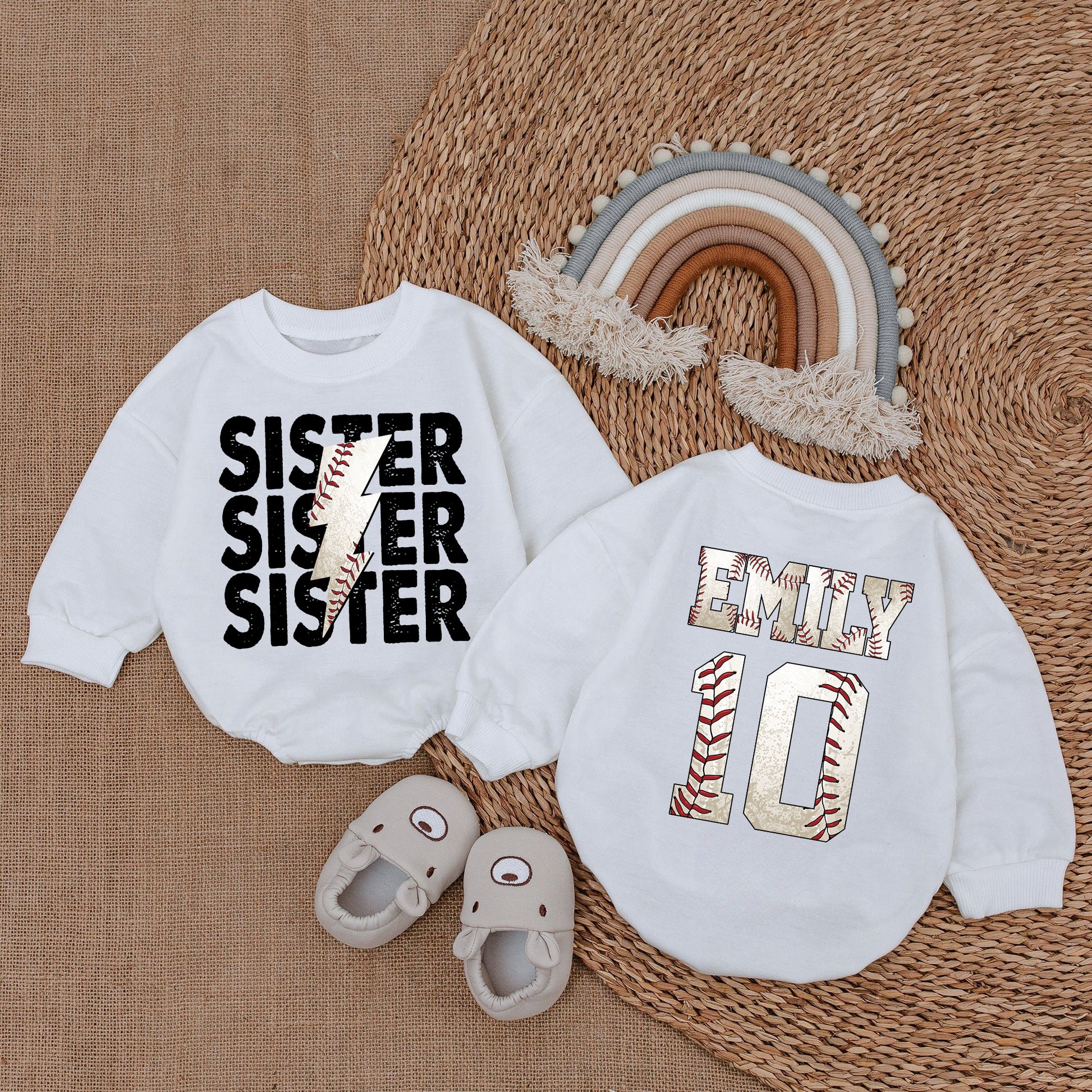 Baby Romper Long Sleeve Customize Sister Personalized Custom Babysuit - Gift For Baby - LuthCreative