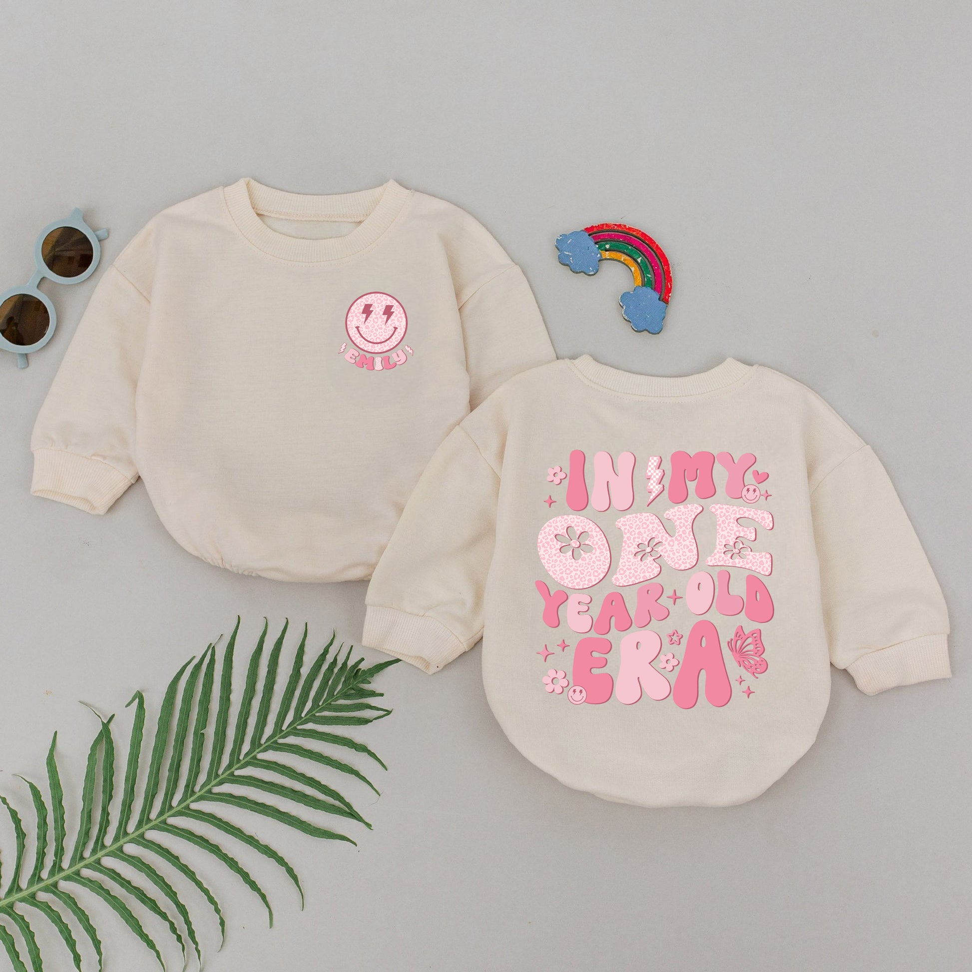 Baby Romper Long Sleeve Customize In My One Year Old Era Personalized Custom Babysuit - Gift For Baby - LuthCreative