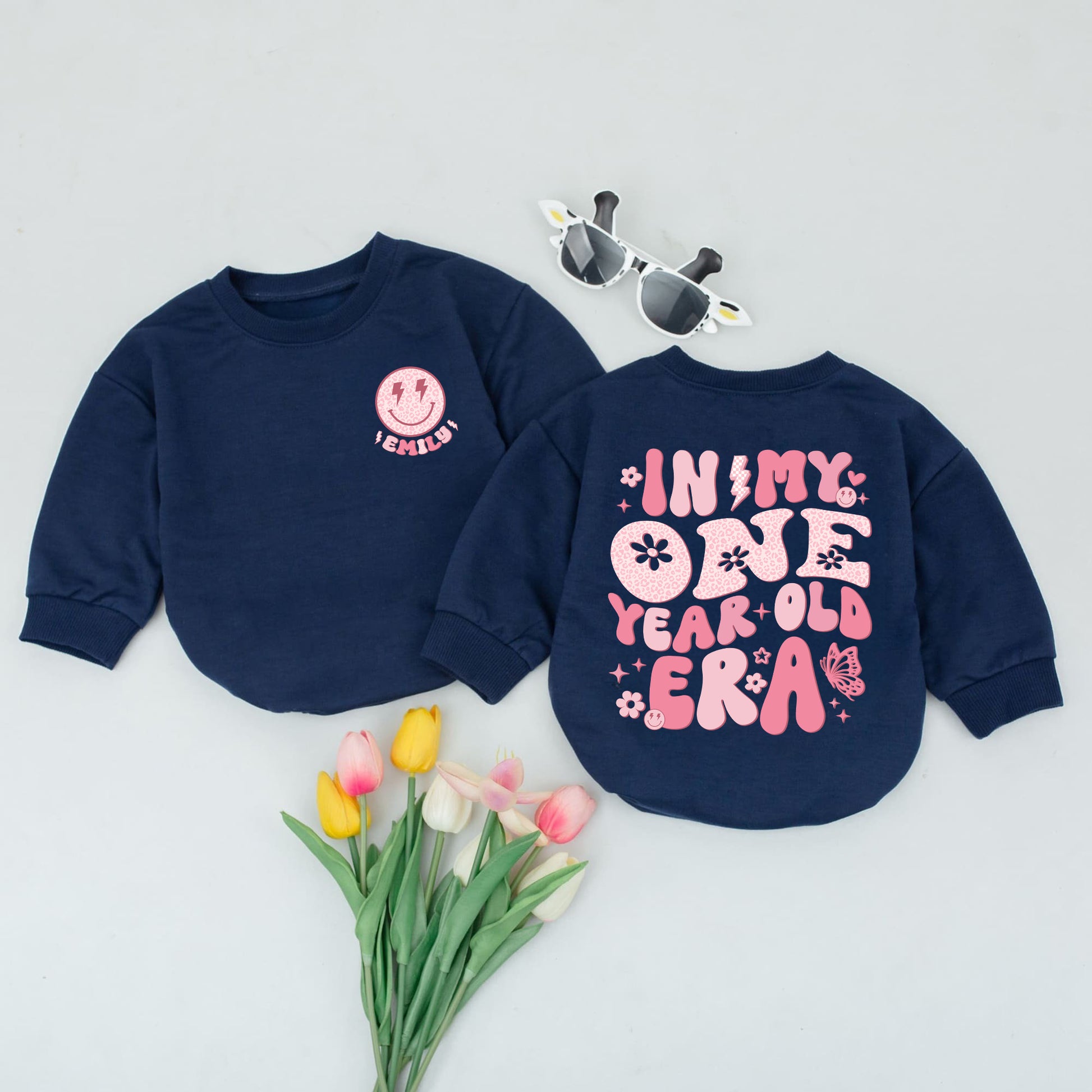 Baby Romper Long Sleeve Customize In My One Year Old Era Personalized Custom Babysuit - Gift For Baby - LuthCreative