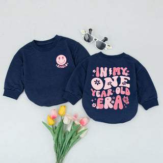 Baby Romper Long Sleeve Customize In My One Year Old Era Personalized Custom Babysuit - Gift For Baby