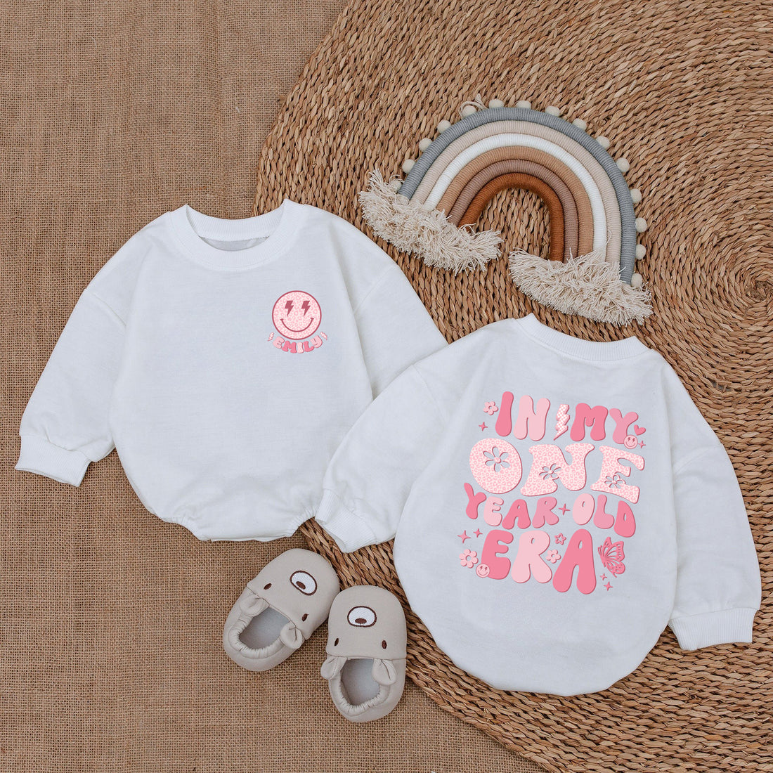 Baby Romper Long Sleeve Customize In My One Year Old Era Personalized Custom Babysuit - Gift For Baby - LuthCreative