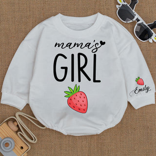 Baby Romper Long Sleeve Customize Strawberry Personalized Custom Babysuit - Gift For Baby