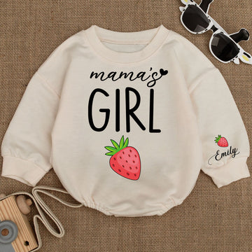 Baby Romper Long Sleeve Customize Strawberry Personalized Custom Babysuit - Gift For Baby - LuthCreative