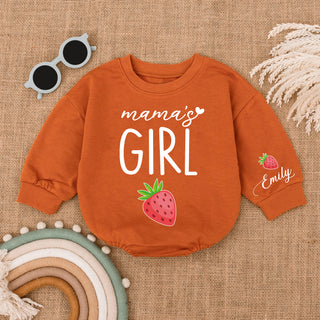 Baby Romper Long Sleeve Customize Strawberry Personalized Custom Babysuit - Gift For Baby