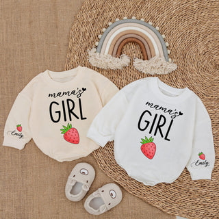 Baby Romper Long Sleeve Customize Strawberry Personalized Custom Babysuit - Gift For Baby