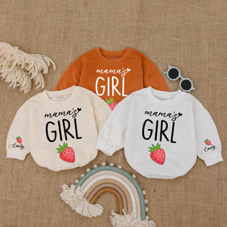 Baby Romper Long Sleeve Customize Strawberry Personalized Custom Babysuit - Gift For Baby