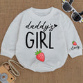 Baby Romper Long Sleeve Customize Strawberry Personalized Custom Babysuit - Gift For Baby - LuthCreative