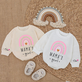 Baby Romper Long Sleeve Customize Mama's Girl Personalized Custom Babysuit - Gift For Baby