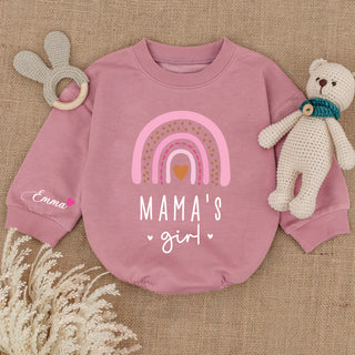 Baby Romper Long Sleeve Customize Mama's Girl Personalized Custom Babysuit - Gift For Baby