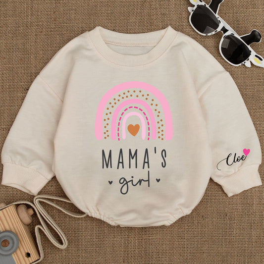 Baby Romper Long Sleeve Customize Mama's Girl Personalized Custom Babysuit - Gift For Baby - LuthCreative