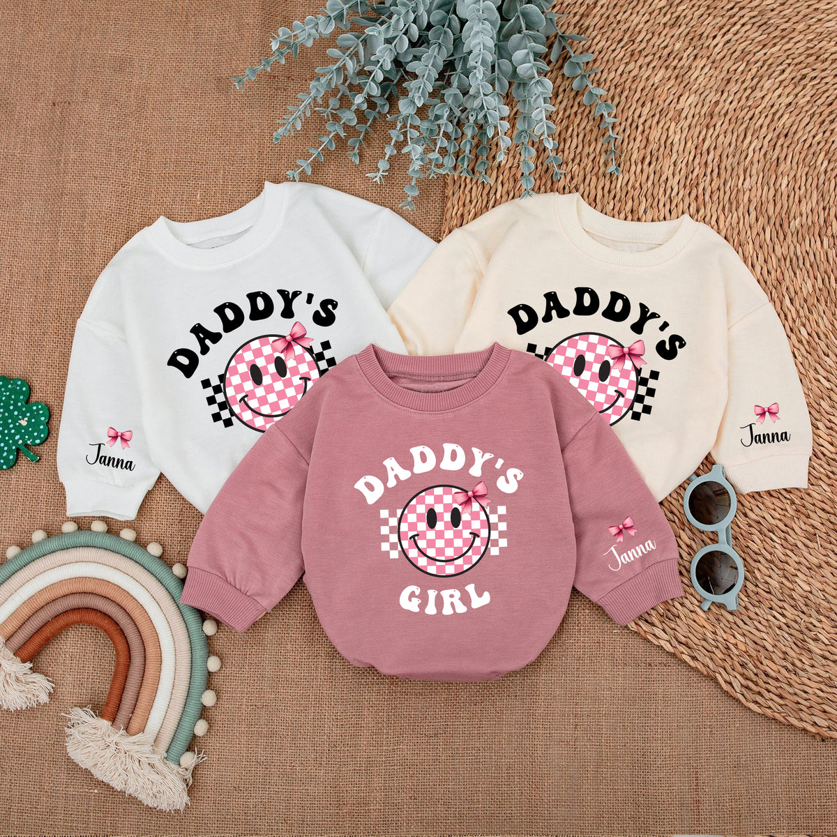 Baby Romper Long Sleeve Customize Daddy's Girl Personalized Custom Babysuit - Gift For Baby - LuthCreative