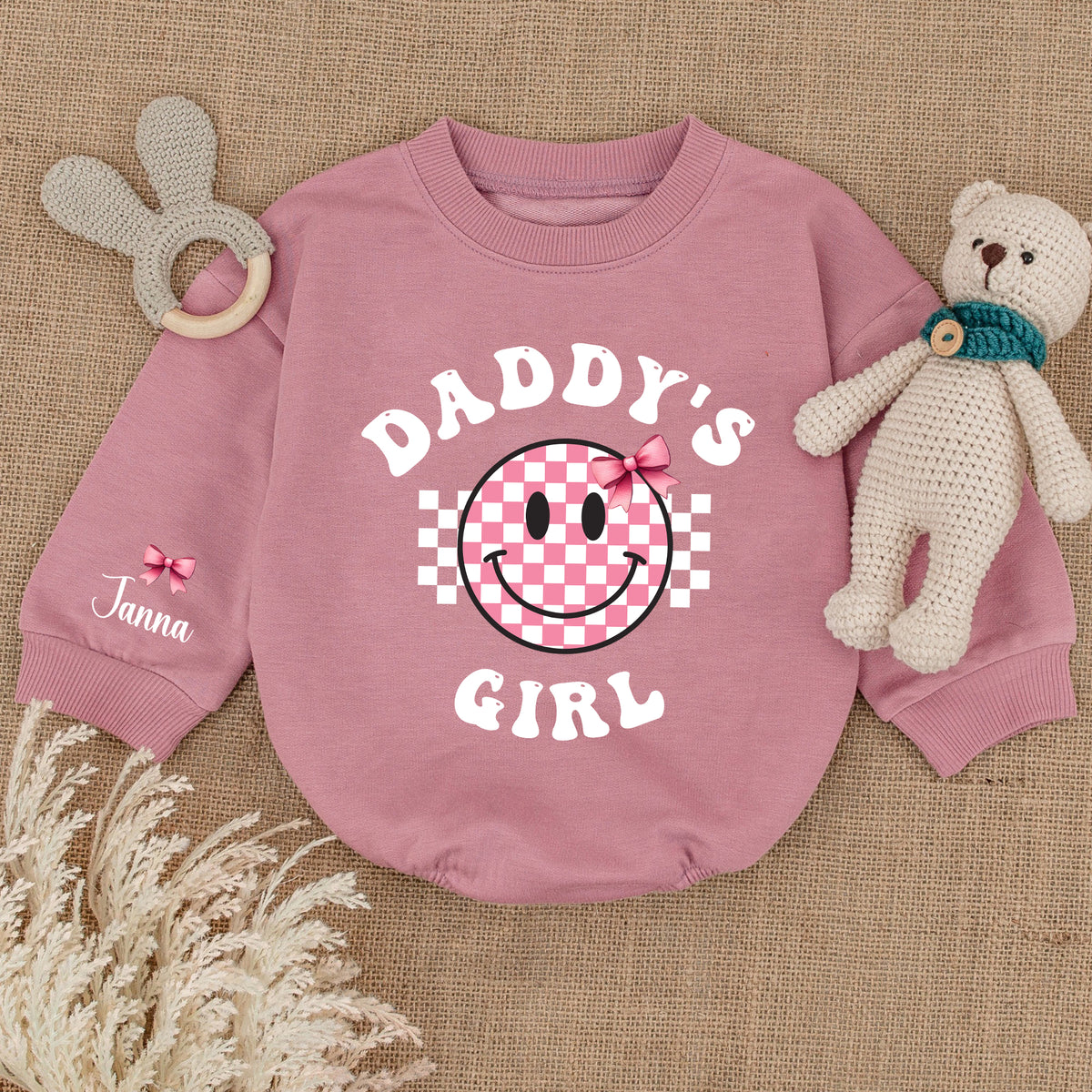 Baby Romper Long Sleeve Customize Daddy's Girl Personalized Custom Babysuit - Gift For Baby - LuthCreative