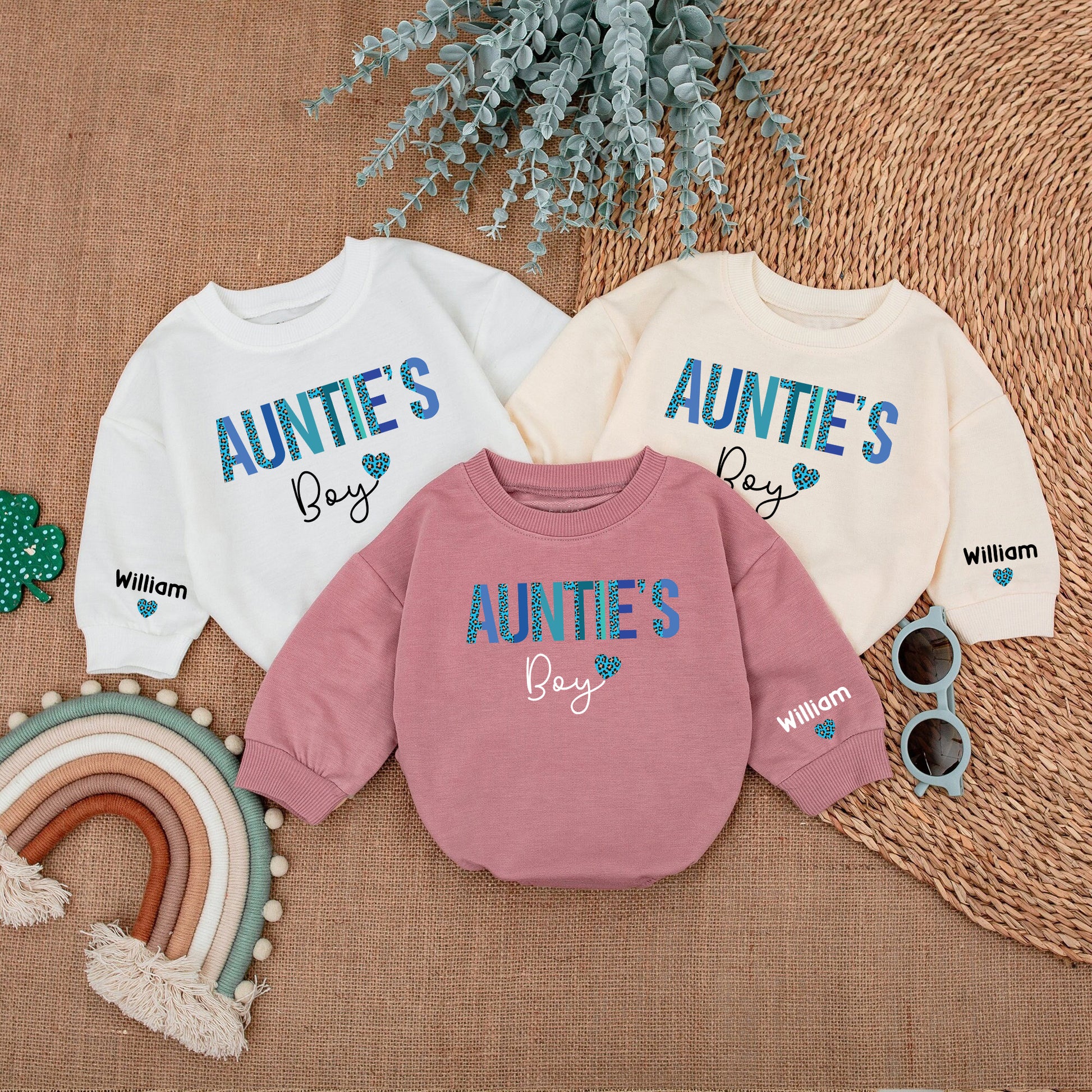 Baby Romper Long Sleeve Customize Auntie's Boy Personalized Custom Babysuit - Gift For Baby - LuthCreative