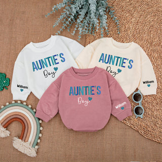 Baby Romper Long Sleeve Customize Auntie's Boy Personalized Custom Babysuit - Gift For Baby