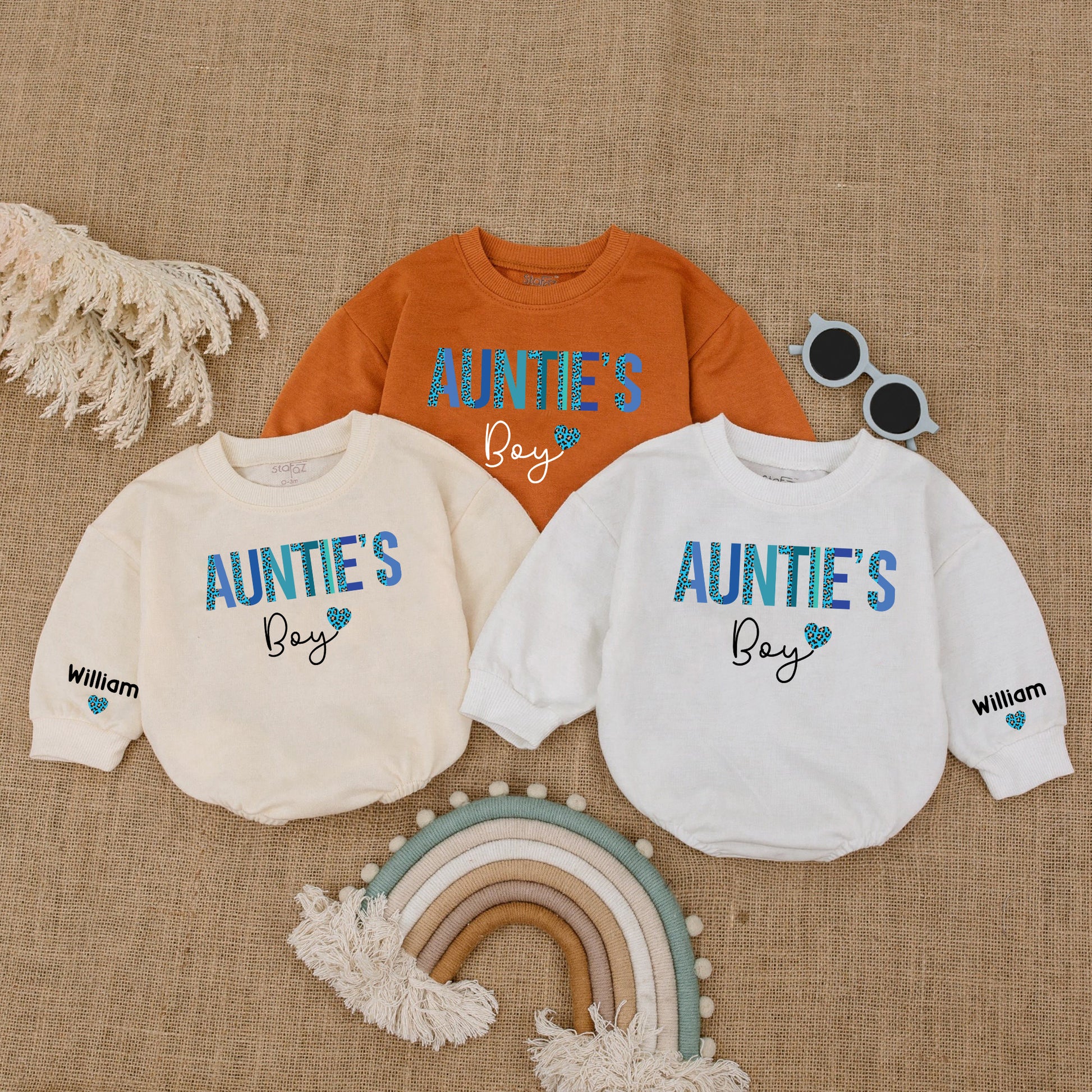 Baby Romper Long Sleeve Customize Auntie's Boy Personalized Custom Babysuit - Gift For Baby - LuthCreative