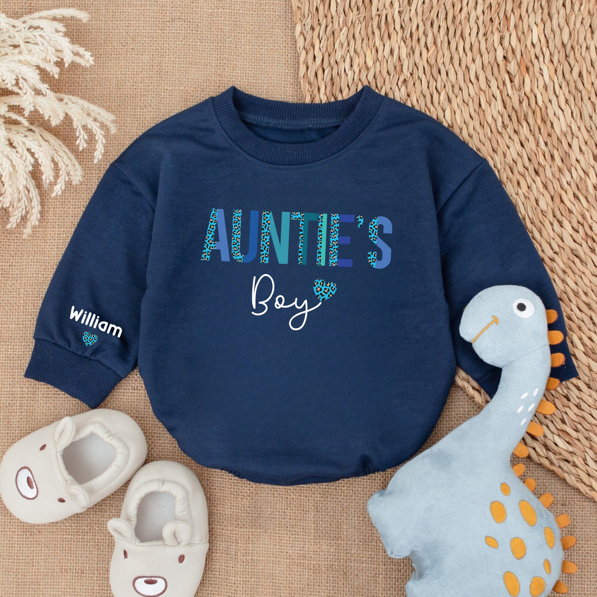 Baby Romper Long Sleeve Customize Auntie's Boy Personalized Custom Babysuit - Gift For Baby - LuthCreative