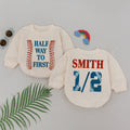 Baby Romper Long Sleeve Customize Halfway to First Personalized Custom Babysuit - Gift For Baby - LuthCreative