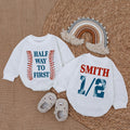 Baby Romper Long Sleeve Customize Halfway to First Personalized Custom Babysuit - Gift For Baby - LuthCreative