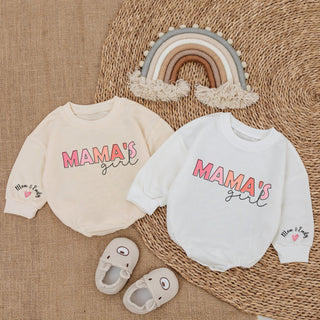 Body de bebé de manga larga personalizado para niña de mamá, traje de bebé personalizado: regalo para bebé y mamá