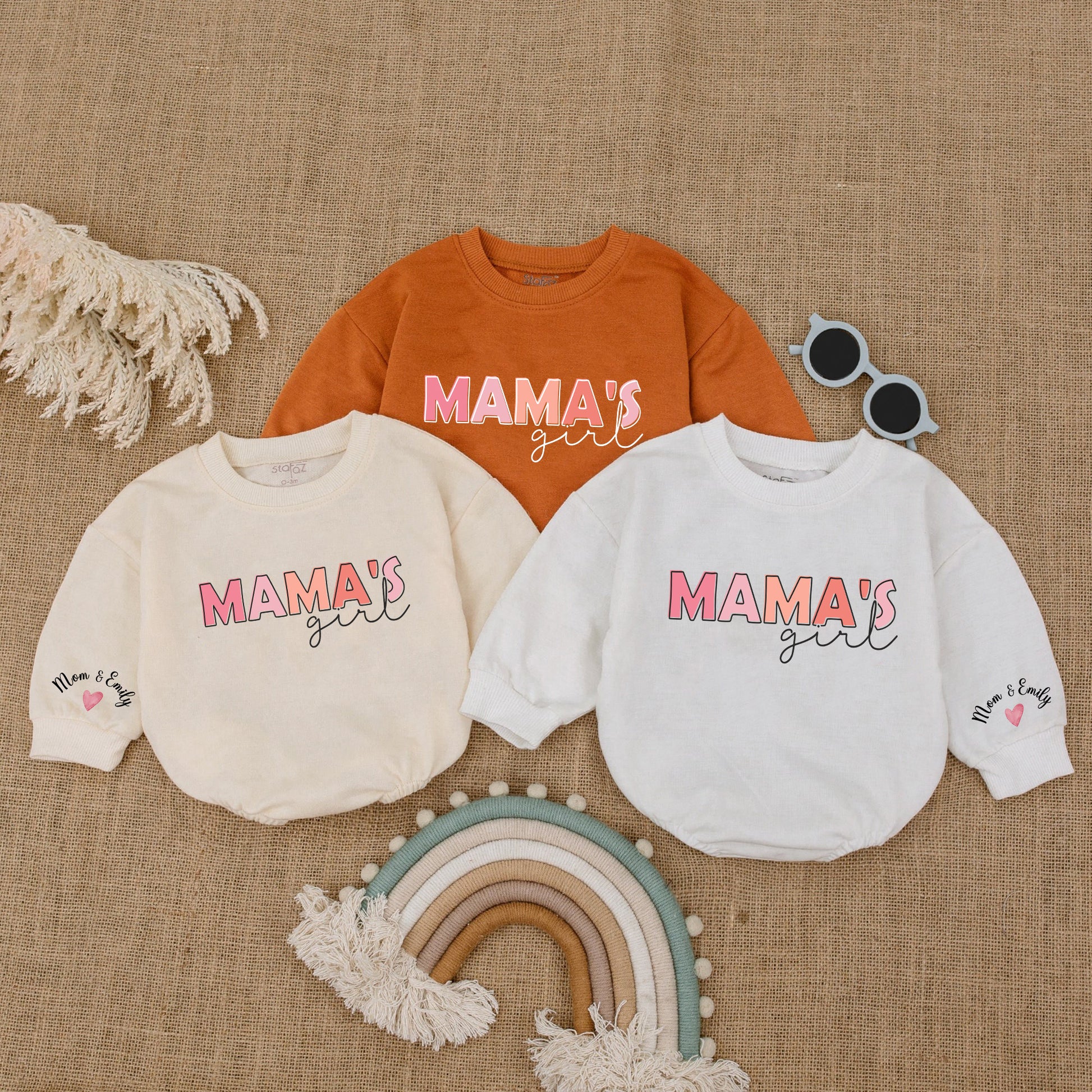 Baby Bodysuit Romper Long Sleeve Customize Mama's Girl Personalized Custom Babysuit - Gift For Baby & Mom - LuthCreative