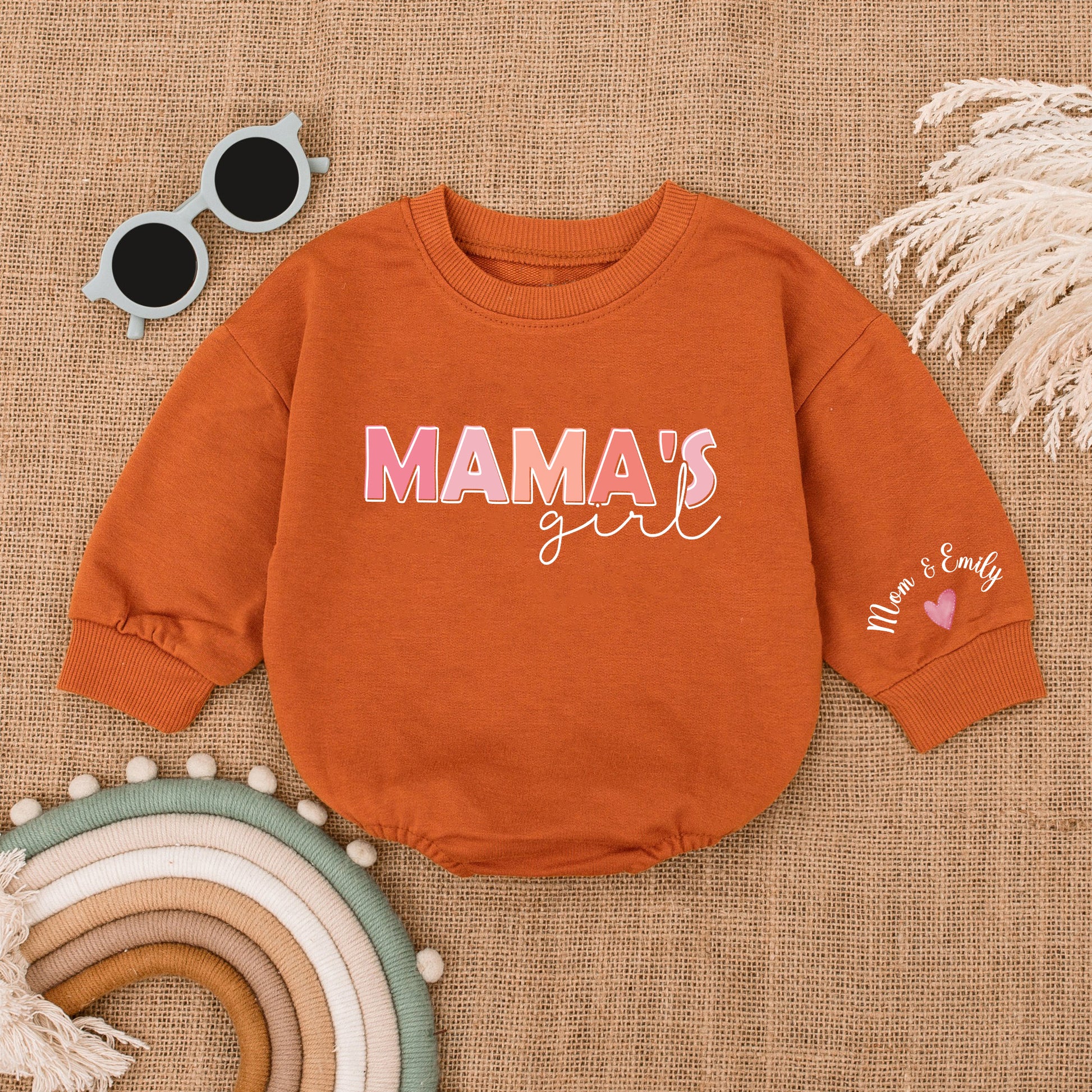 Baby Bodysuit Romper Long Sleeve Customize Mama's Girl Personalized Custom Babysuit - Gift For Baby & Mom - LuthCreative