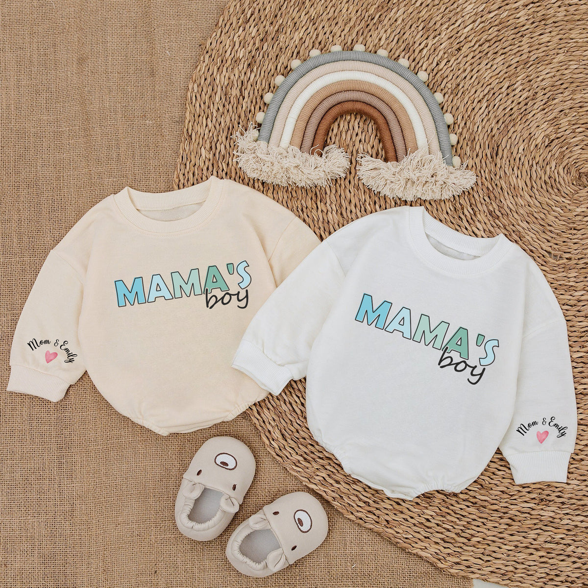 Baby Bodysuit Romper Long Sleeve Customize Mama's Boy Personalized Custom Babysuit - Gift For Baby & Mom - LuthCreative