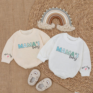 Baby Bodysuit Romper Long Sleeve Customize Mama's Boy Personalized Custom Babysuit - Gift For Baby & Mom