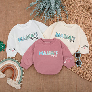 Baby Bodysuit Romper Long Sleeve Customize Mama's Boy Personalized Custom Babysuit - Gift For Baby & Mom