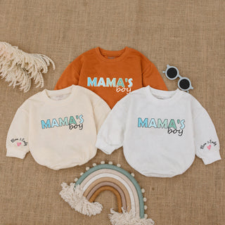 Baby Bodysuit Romper Long Sleeve Customize Mama's Boy Personalized Custom Babysuit - Gift For Baby & Mom