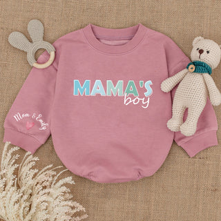 Baby Bodysuit Romper Long Sleeve Customize Mama's Boy Personalized Custom Babysuit - Gift For Baby & Mom