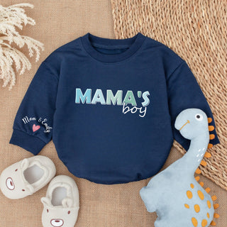 Baby Bodysuit Romper Long Sleeve Customize Mama's Boy Personalized Custom Babysuit - Gift For Baby & Mom