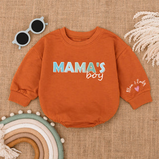 Baby Bodysuit Romper Long Sleeve Customize Mama's Boy Personalized Custom Babysuit - Gift For Baby & Mom