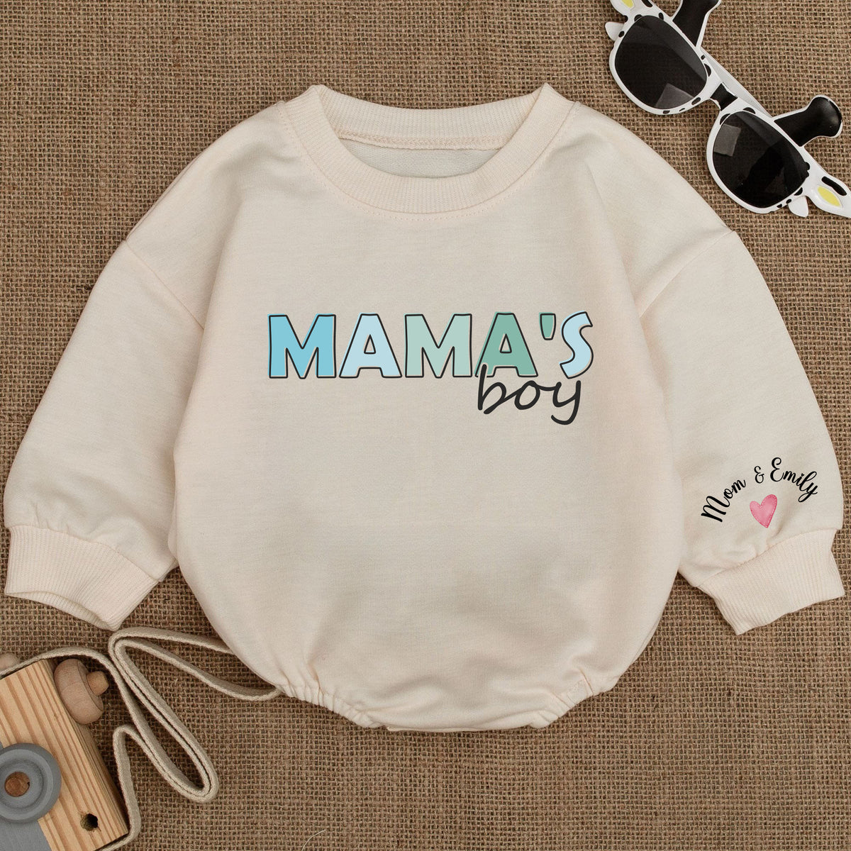 Baby Bodysuit Romper Long Sleeve Customize Mama's Boy Personalized Custom Babysuit - Gift For Baby & Mom - LuthCreative
