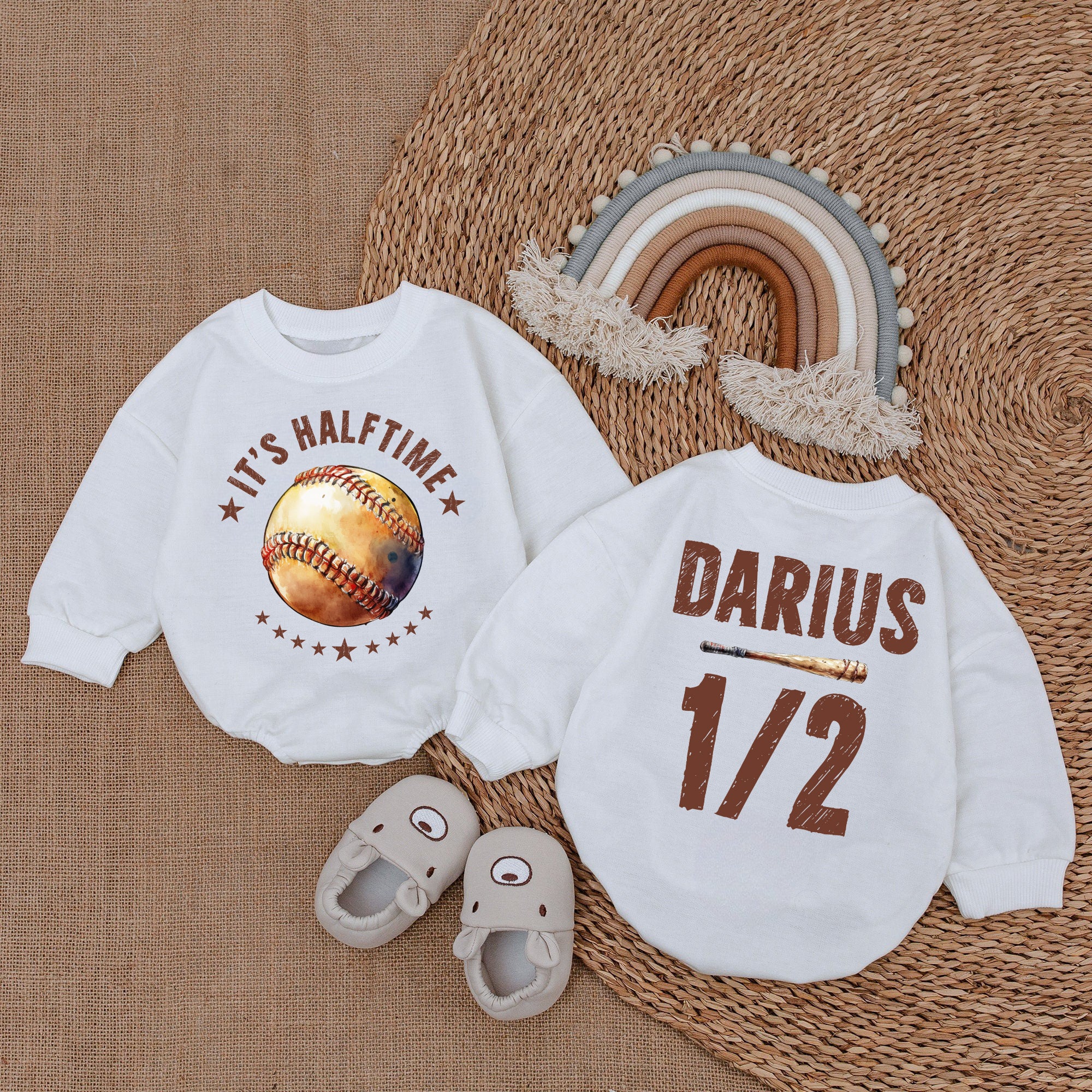 Baby Bodysuit Romper Long Sleeve Customize It's Halftime Personalized Custom Babysuit - Gift For Baby - LuthCreative