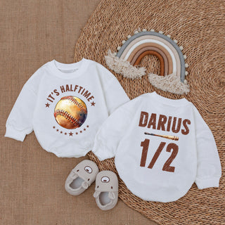 Baby Bodysuit Romper Long Sleeve Customize It's Halftime Personalized Custom Babysuit - Gift For Baby