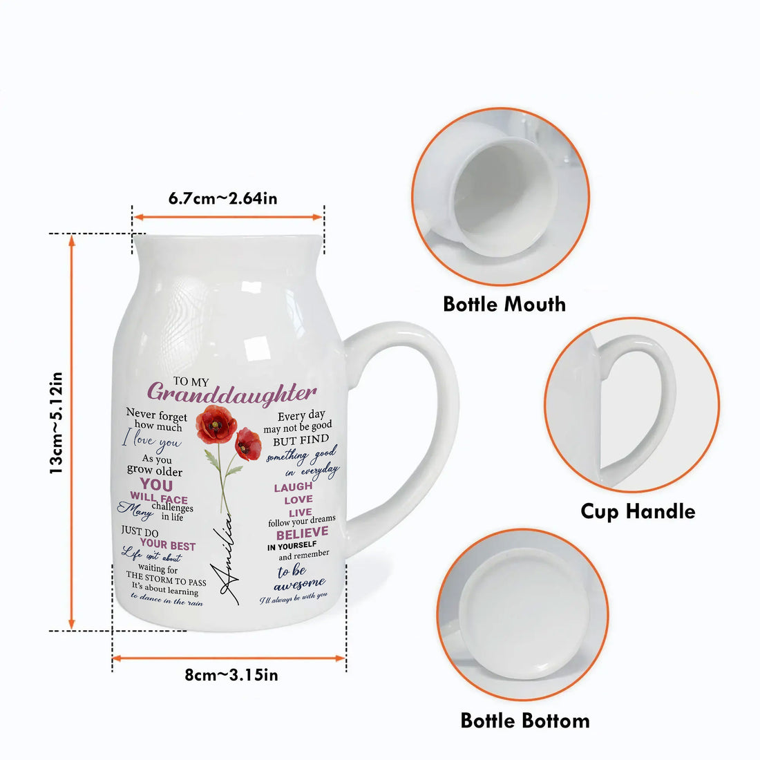 Personalized Grandmother's Love Keepsake Custom Birth Flower Gift For Granddaughter