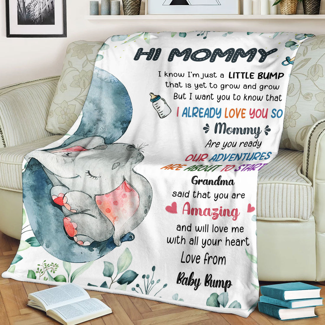 I Know I'm Just A Little Bump That Is Yet To Grow And Grow Elephant Personalized Blanket