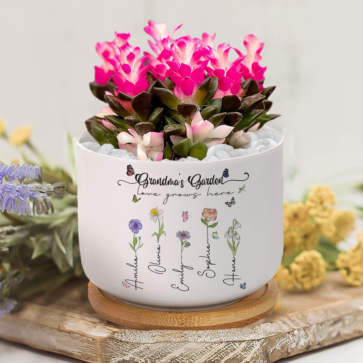 A Gift of Love: Grandma's Garden Birth Flower Pot to Celebrate Special Moments