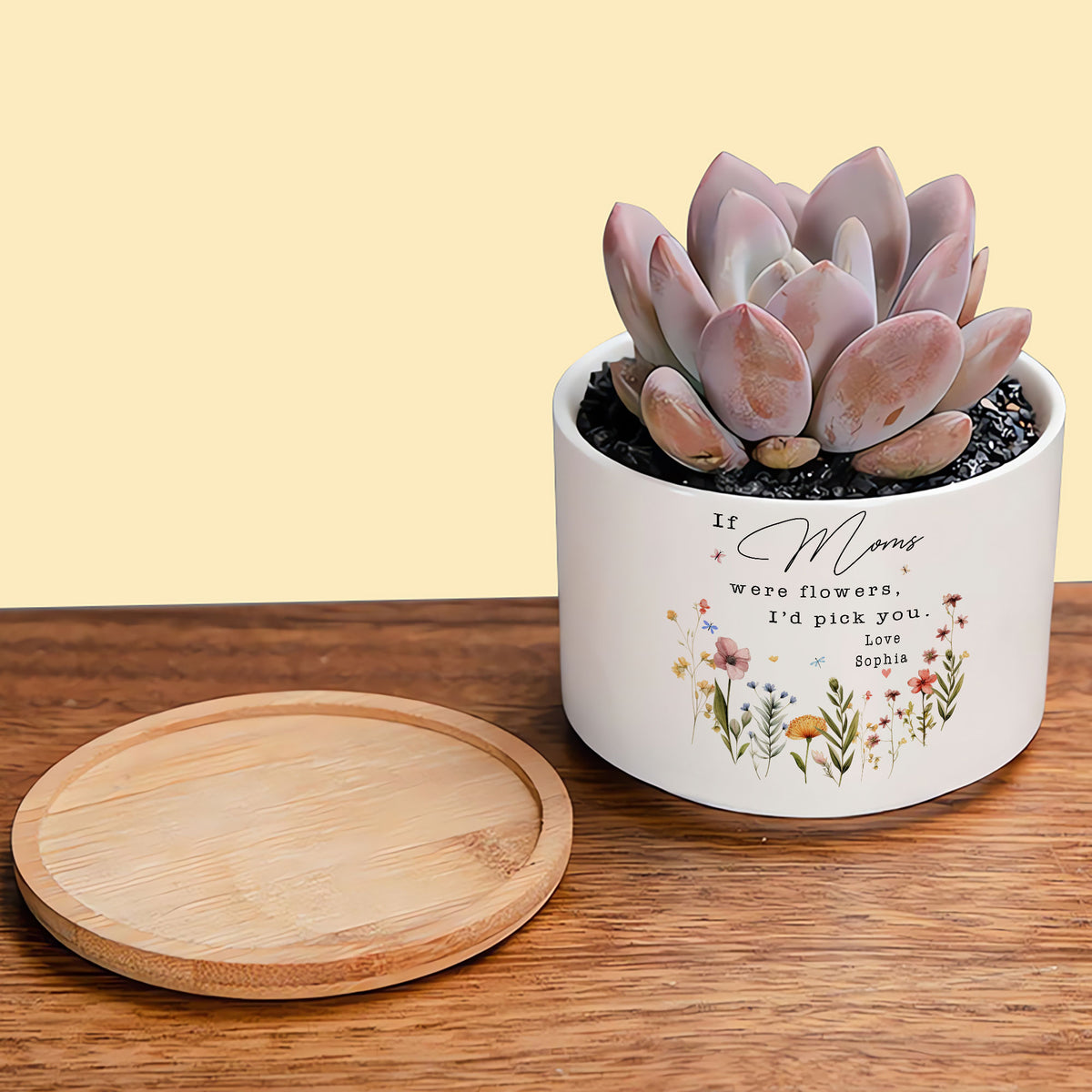 A Mother's Love in Bloom: If Mom Were Flowers, I'd Pick You – Birth Month Flower Custom Name Ceramic Plant Pot