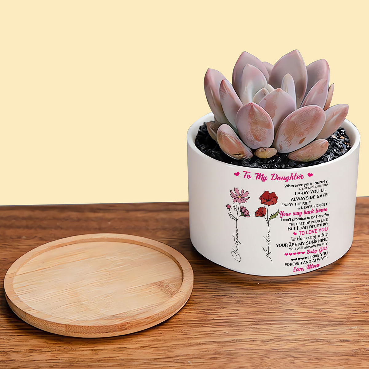 A Reminder of Love and Strength: Birth Month Flower Ceramic Plant Pot for My Daughter