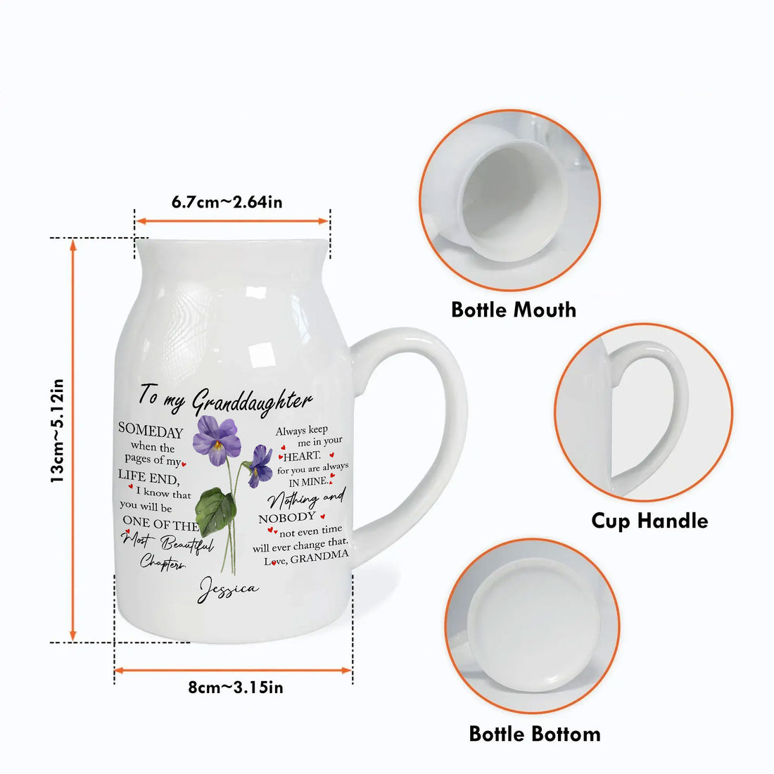 "Someday When The Pages of My Life End" Birth Month Flower Custom Name Ceramic Vase