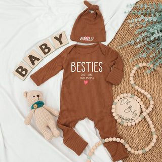 Custom Baby bodysuit and Hat set, Newborn set, Baby Shower Gift, Long Sleeve Bodysuit, Customized Name