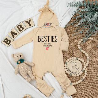 Custom Baby bodysuit and Hat set, Newborn set, Baby Shower Gift, Long Sleeve Bodysuit, Customized Name